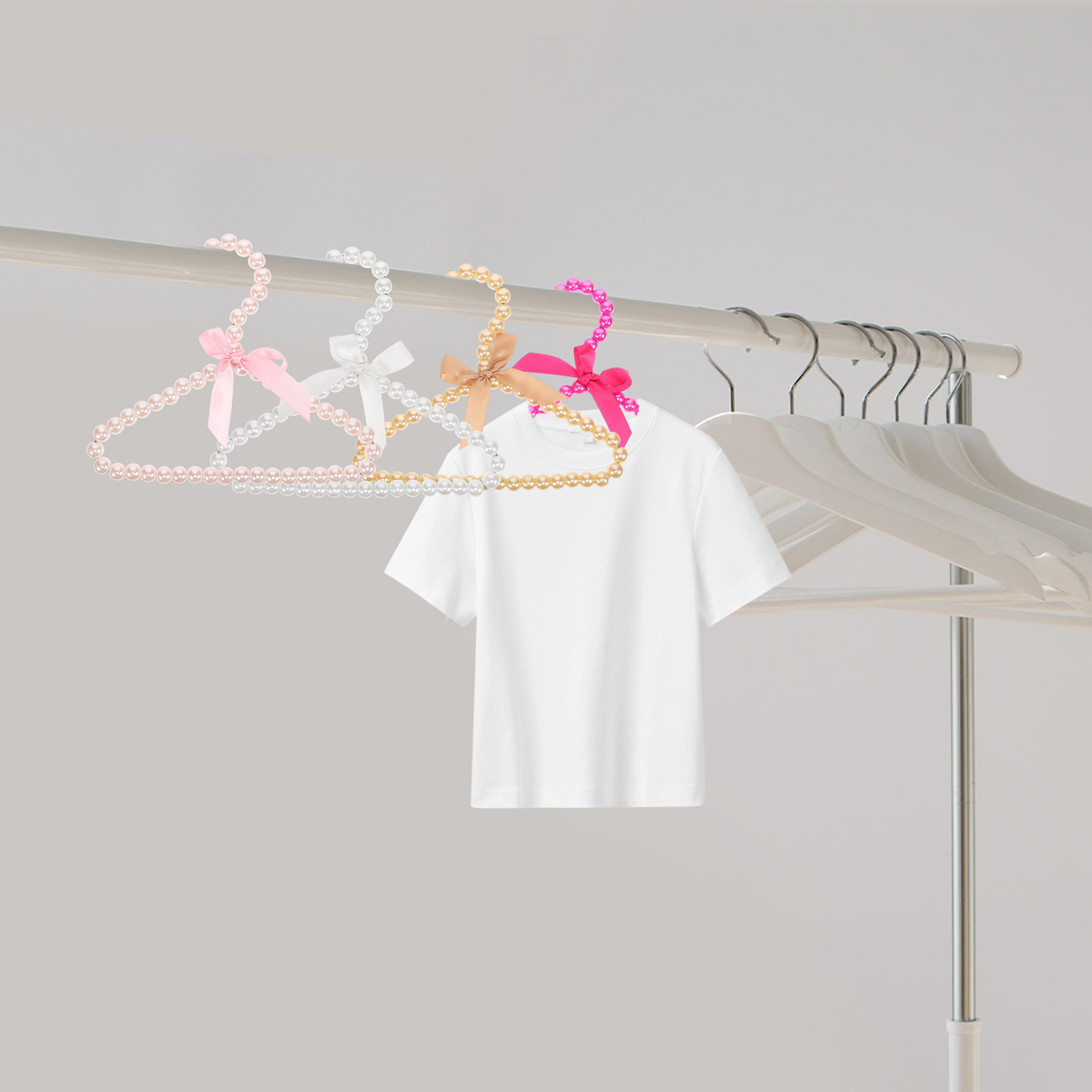 Baby Clothing Rack - 4Pcs Pearl Pet Clothes Hanger Multipurpose