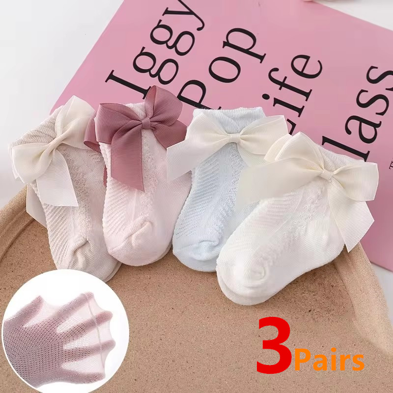 Toddler Sock Set - 3Pairs/Lot Summer Baby Mesh Socks Bowknot