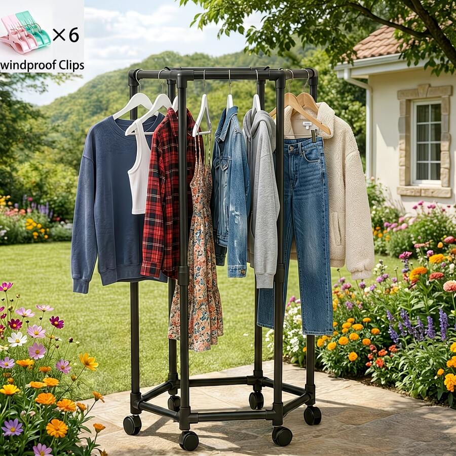 Rotating Clothing Rack With Wh - Baby Clothing Rack review and price