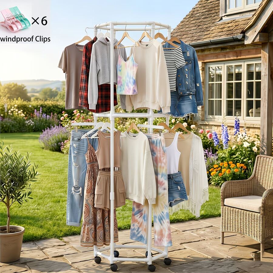 Rotating Clothing Rack With Wh - Baby Clothing Rack review and price
