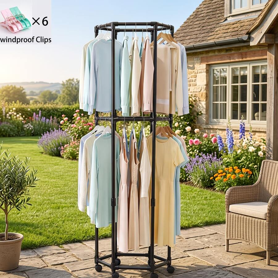 Rotating Clothing Rack With Wh - Baby Clothing Rack review and price